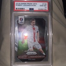 Carte Sportive Robert Lewandowski - Panini Prizm UEFA Euro 2016 #138 - Notée PSA 10 GEM MT