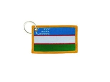 Keychain keyring embroidered embroidery patch double sided flag uzbeksitan