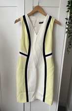 Karen Millen colour block Pencil dress UK 10 Pastel Yellow Bodycon Work Wear