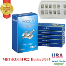 5Pks Dental Bracket MBT/Roth Metal Braces 022 345Hooks Orthodontic Mini Bracket