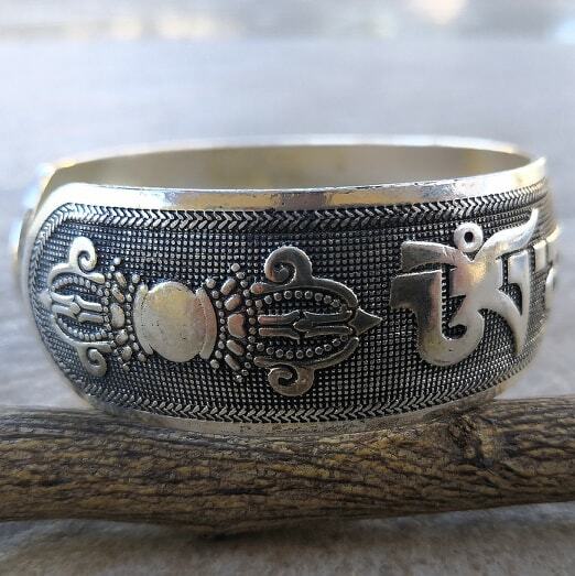 925 Sterling Silver Vintage Style Tibetan Tibet Bracelet Bangle
