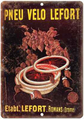 Pneu Velo Lefort Bicycle Vintage Ad Reproduction Metal Sign B352