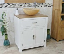 Bathroom Vanity Unit White | Oak Top Cabinet with Stone Basin Choice 502GSBC