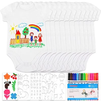 TIGVIO 12 Stück Lätzchen zum Bemalen Babybody zum Bemalen für Babyparty Lätzchen Bem...