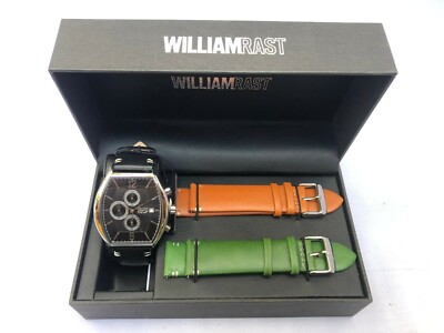 William Rast Watch WILLIAMRAST Watch Stainless Steel Case Genuine Leather Belt For gift ...