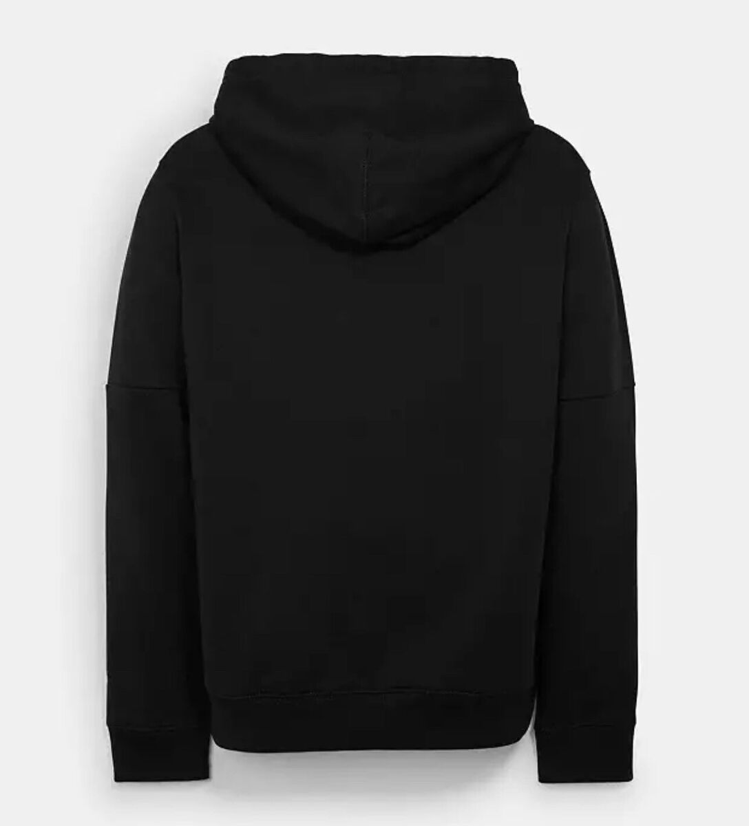 Coach Men's Black Signature Tape Organic Blend Hoodie (C5231 Coach Men's Black Signature Tape Organic Blend Hoodie (C5231