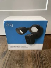 Ring Smart Lighting Floodlight Cam Wired Plus 105dB Home Security Siren Black