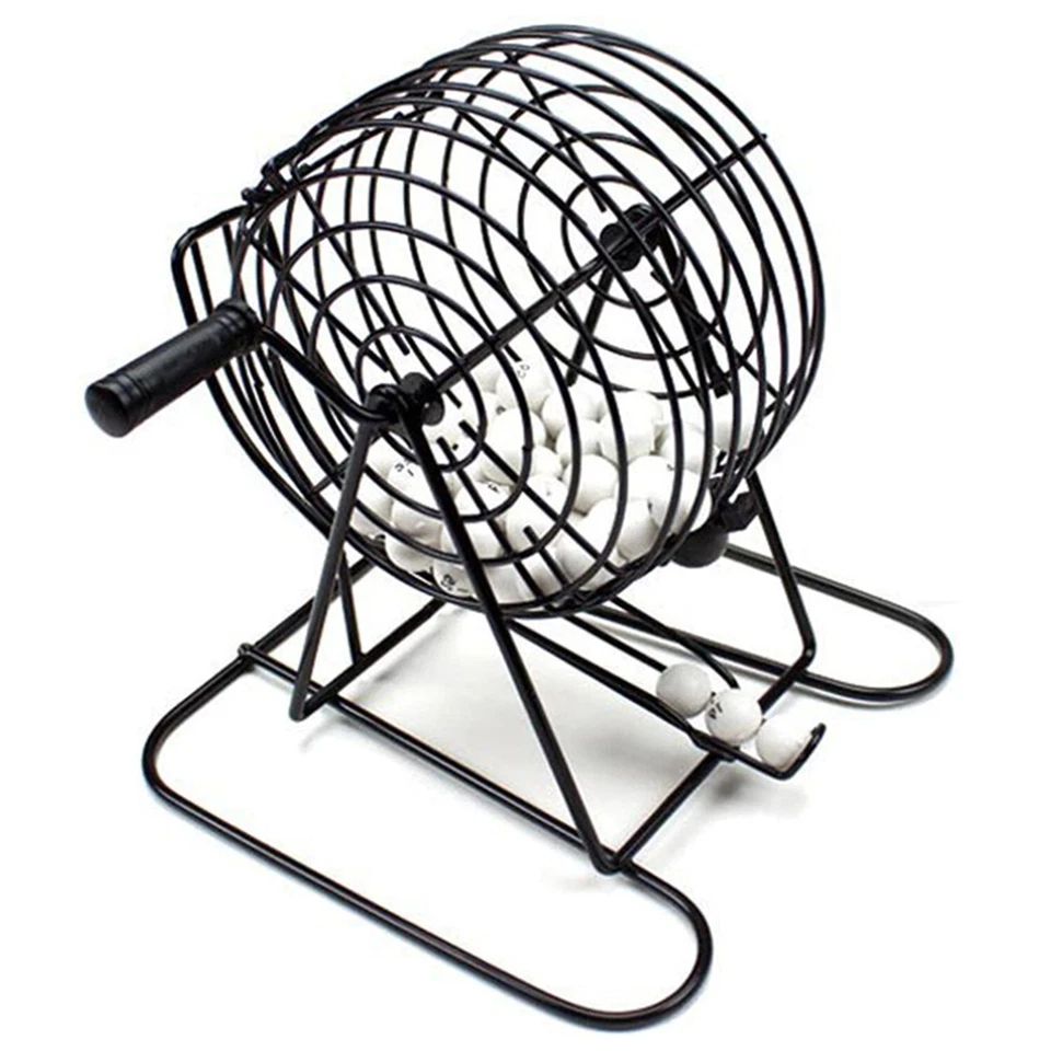 Traditional Bingo Set Wire Cage Bingo Ball Lotto Game Party Card Marker Ticket - Image 3 of 4