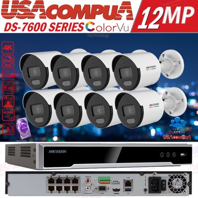 Hikvision 4K Security Camera System 8CH Full Color 4MP ColorVu Bullet W/Audio