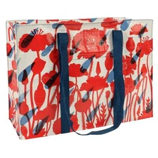BlueQ Flower Shower Shoulder Tote in Red and Blue