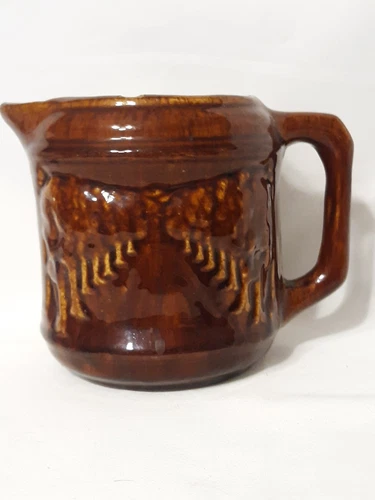 Antique Brush McCoy Pottery Pitcher - Woodland, Avenue of Trees - #130 c1915