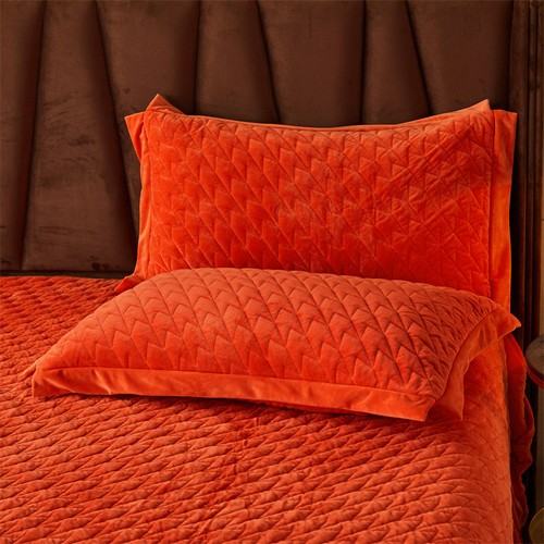 Plaid Quilted Velvet Bedspread with Ruffles Queen Size Coverlets Thick Soft 3PC - Picture 60 of 70