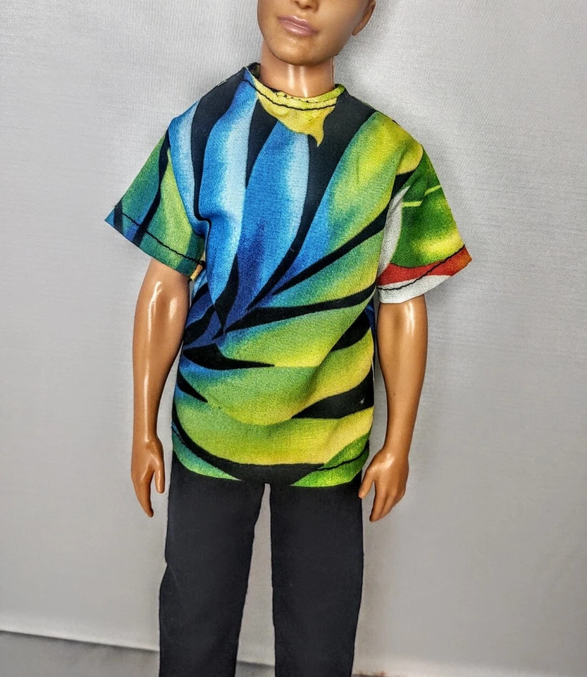 Camiseta Hawaiana Pantalones Negros Conjunto de Verano Ropa Se Ajusta a 12" Niño Moda Muñeca 1:6 Foto 2 de 4