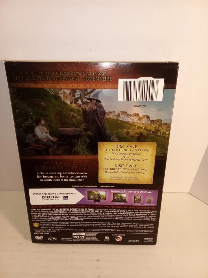 The Hobbit: An Unexpected Journey (DVD, 2014, 2-Disc Set, Extended Edition) NEW - Image 2 of 4