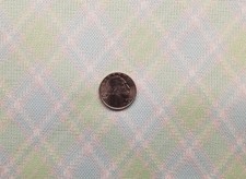 Vintage 1970s Double Knit Polyester Fabric Lt Blue & Green Diamond Plaid 58 X 96