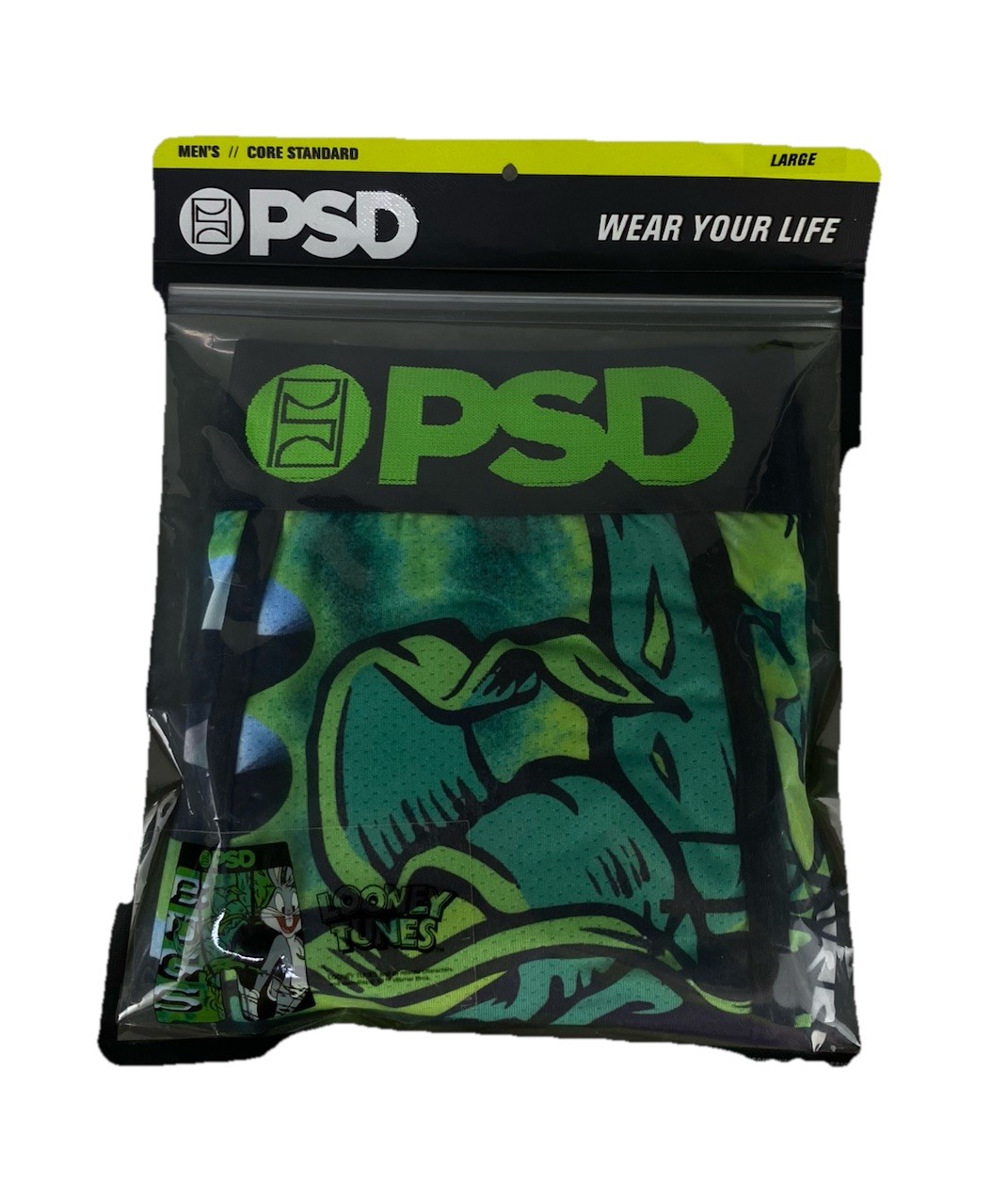 PSD Looney Tunes Bugs Bunny Core Standard 7'' Underwear Green Mens Size L