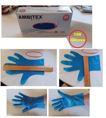 DISPOSABLE GLOVES 198 BLUE Polyethylene Size SMALL, Food Serving Safe, Light Use