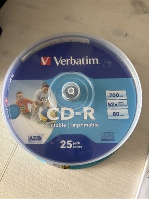 25 Verbatim CD-R 700Mb 80Min 52x Bedruckbar printable Rohlinge Spindel