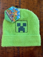 Minecraft Creeper Striped Ribbed Cuffed Pom Beanie