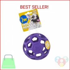 JW Pet Hol-ee Roller Dog Toy Puzzle Ball, Natural Rubber, Medium (4.5 Inch Diame