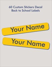 60 Custom Kid Name Sticker Waterproof Decal Your Name Here Label Back to School