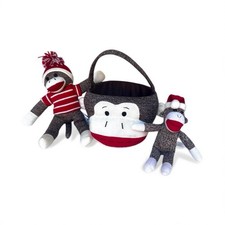 Sock Monkey Basket 16 Sock Monkey And 12 Santa Sock Monkey Lot Of 3