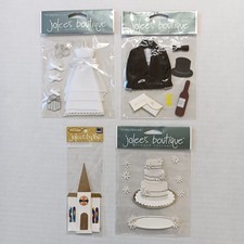 Lot of 4 Jolee's Boutique Wedding Bride Groom Cake Sticker Sets/Embellishments