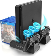 For Sony PS4 Slim Pro Cooling Stand 3 Fans Dual Charger 12-Game Storage