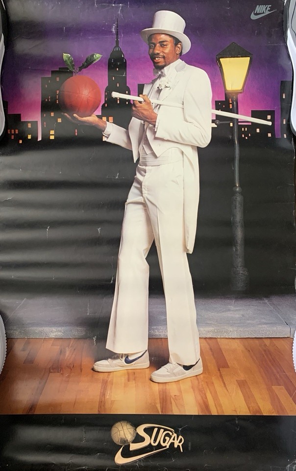 Vintage NIKE Poster Michael SUGAR Ray Richardson NY Knicks Empire State ...