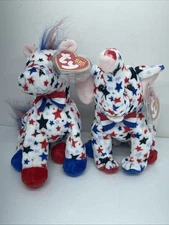 TY Beanie Baby - RIGHTY & LEFTY 2004 (7 inch) - MWMTs Stuffed Animal Plush Set
