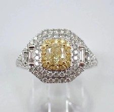 Lab-Created Citrine 3.5Ct Cushion Cut Halo Wedding Ring 14K White Gold Plated