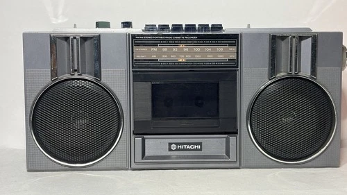 VTG 1980s Hitachi Boom Box Stereo Cassette Tape Player TRK-6820H Parts Or Repair