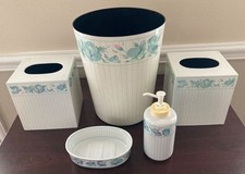 Vintage Andre Richard Sabrina Bathroom Accessories Set of 5 Floral Pattern VHTF