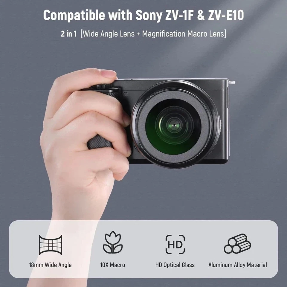 NEEWER Wide Angle Lens With Macro Lens For Sony ZV-1F/ZV-E10 (40.5mm) A6000 - Image 2 of 4