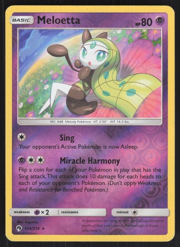Meloetta Reverse Holo 104/214 LP SM - Lost Thunder Pokemon Card