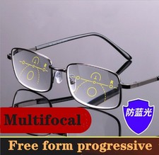 Auto zoom Anti Blue light Free Form Progressive Multifocal Metal Reading Glasses