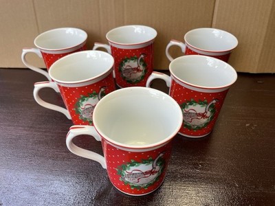 Vintage 1985 George Good Fabrizio Christmas White & Red Ceramic Coffee Mug Japan