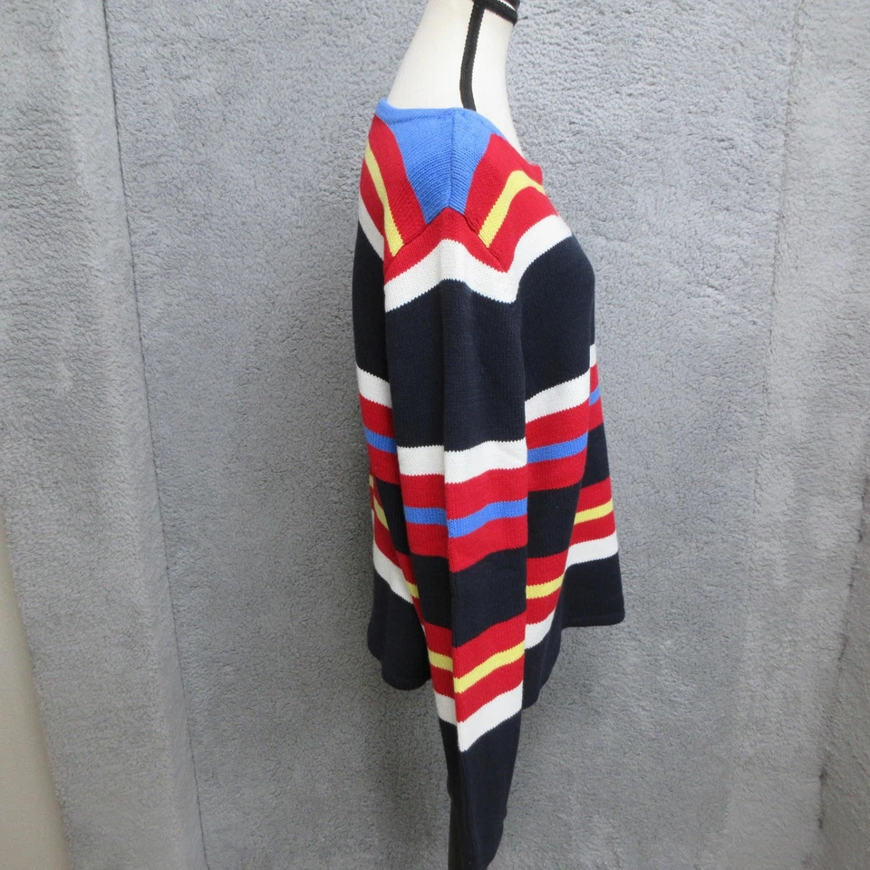 Crazy Horse Sweater Women XL Navy Multicolor Striped Star Americiana Westernwear - Image 3 of 4
