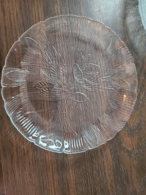 Vintage Arcoroc Canterbury Crocus Salad Plate Embossed Clear Glass