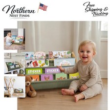 Durable Montessori Bookshelf for Kids - Easy Assembly in Modern Sage Finish