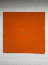 Handkerchief Paul embroidered 17" square fabric napkin orange with green letters