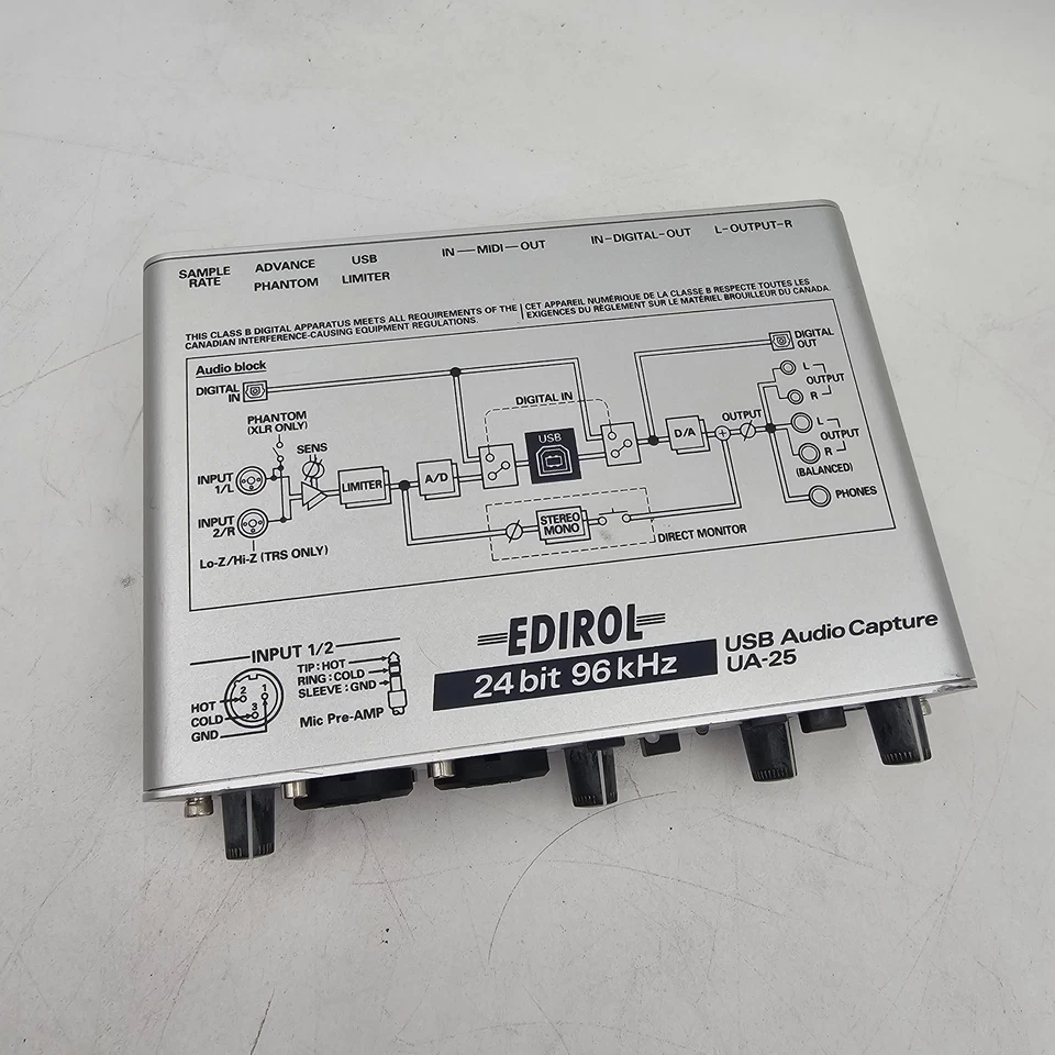 Roland Edirol UA-25 USB Audio Capture MIDI Interface 24Bit / 96kHz Tested - Image 2 of 4