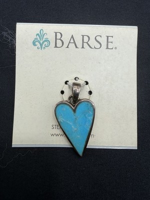 Barse Sterling Silver Turquoise Heart Pendant Charm   Genuine 925 Silver