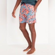 B3 Old Navy Men's Printed Coral Blue Wave Swim Trunks Shorts XXL