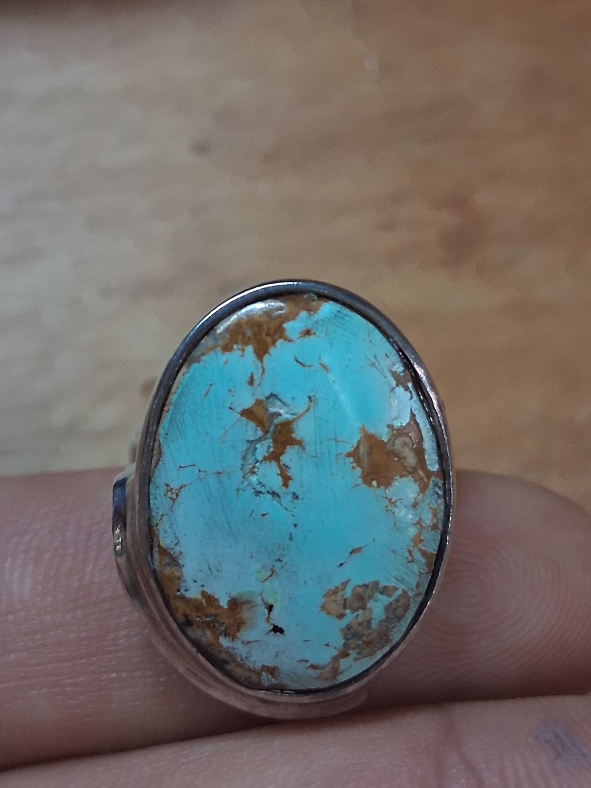 Solid 925 Sterling Silver Untreated Turquoise Ova… - image 8