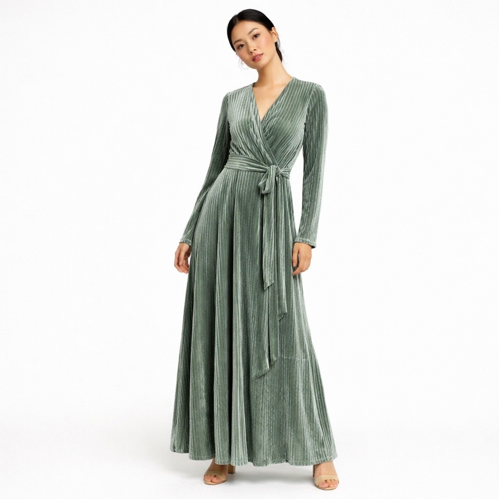 baltic born green dress Carmine Maxi elastic waist and tie Bridesmaid Dresses | Baltic Born