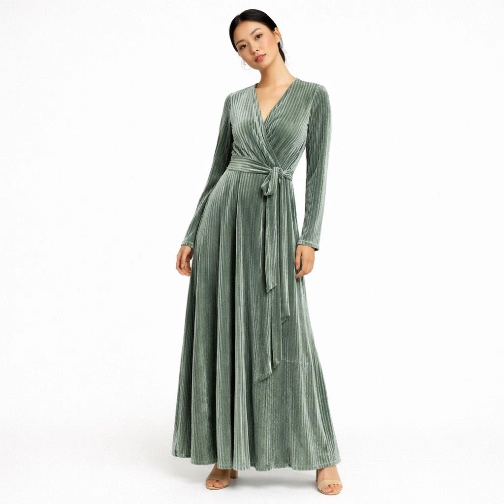 Wrap Dress Mint Green Velvet Dress Green Velvet Wrap Dress