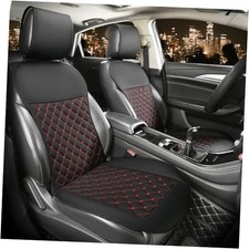 PU Leather Front Car Seat Cushion, Universal Without Side Edges, Black Red