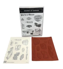 Stampin’ Up! Geared Up Garage Cling Stamp Set 148590 Dad Cars Father Unused