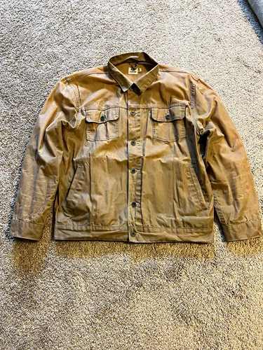 Flint and Tinder Men's Field Tan Unlined Waxed Trucker Jacket *DISCONTINUED* - product listing photo